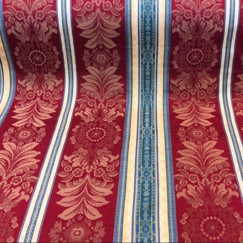 Damask Stripe Windsor Red Vintage Antique Style Fabric
